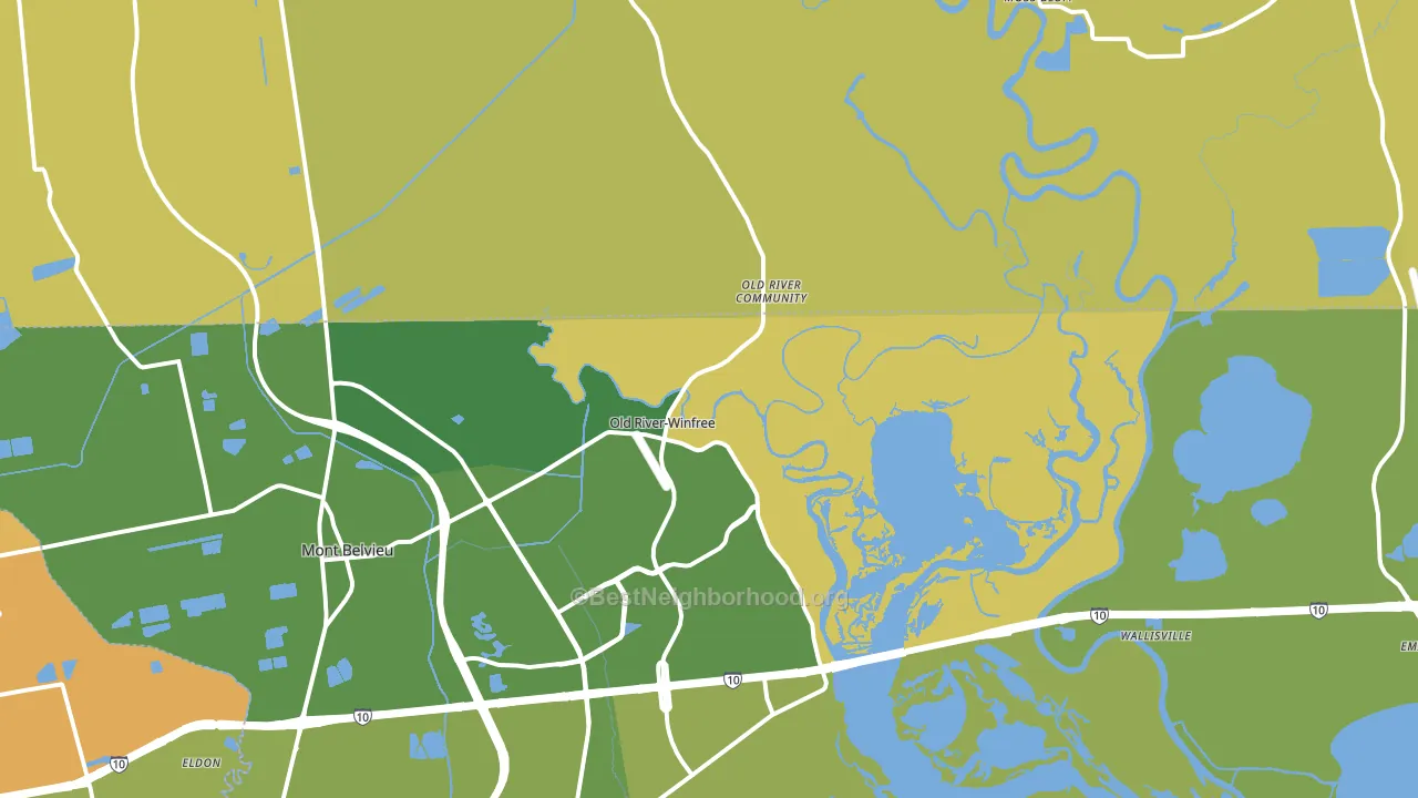 Old River-Winfree, TX block-group voter-turnout map