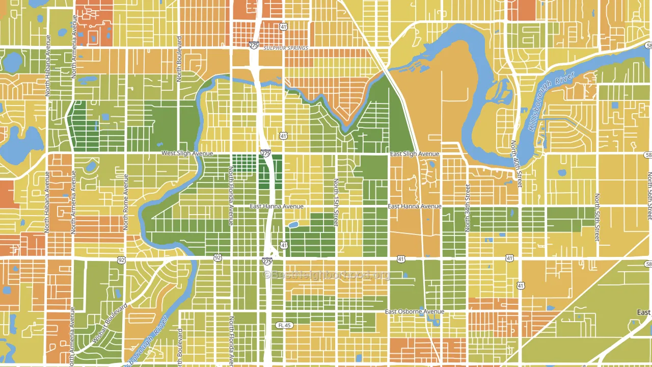 Old Seminol Heights, Tampa, FL block-group voter-turnout map
