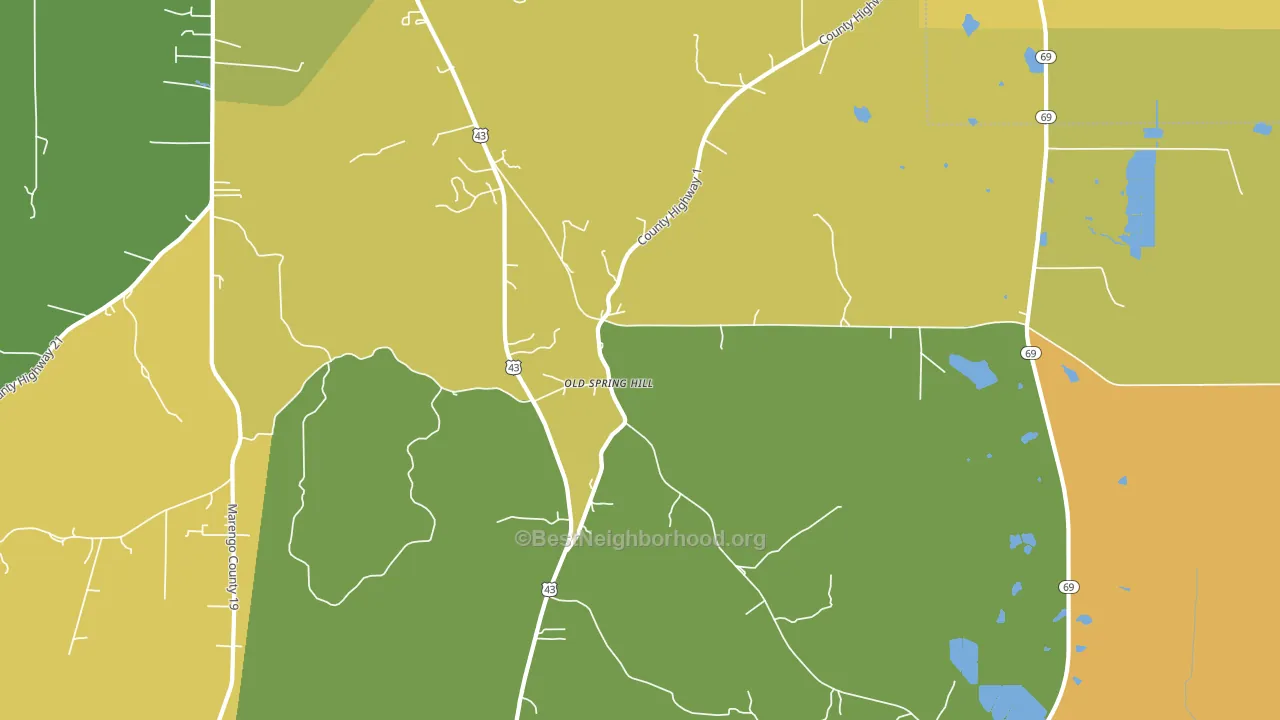 Old Spring Hill, AL block-group voter-turnout map