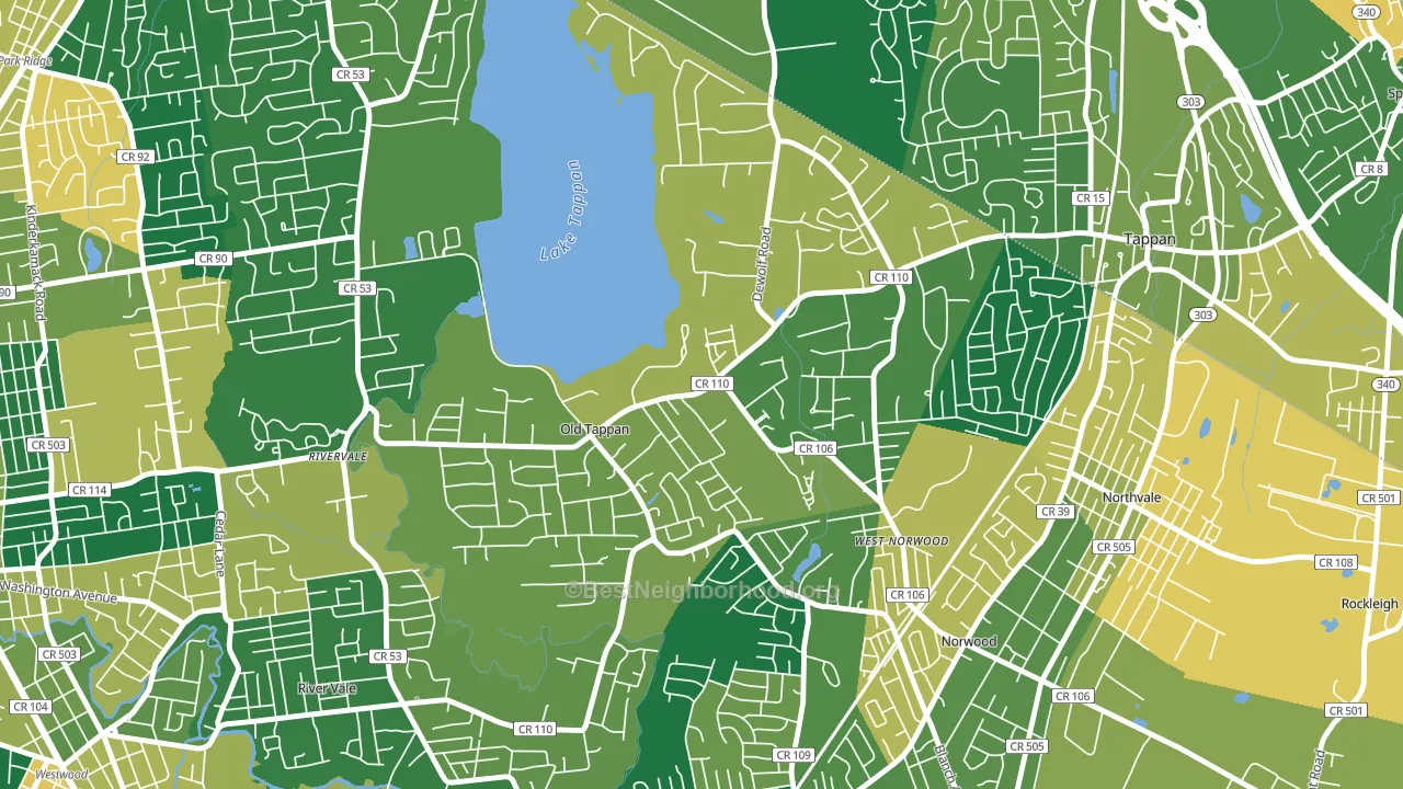 Old Tappan, NJ block-group voter-turnout map