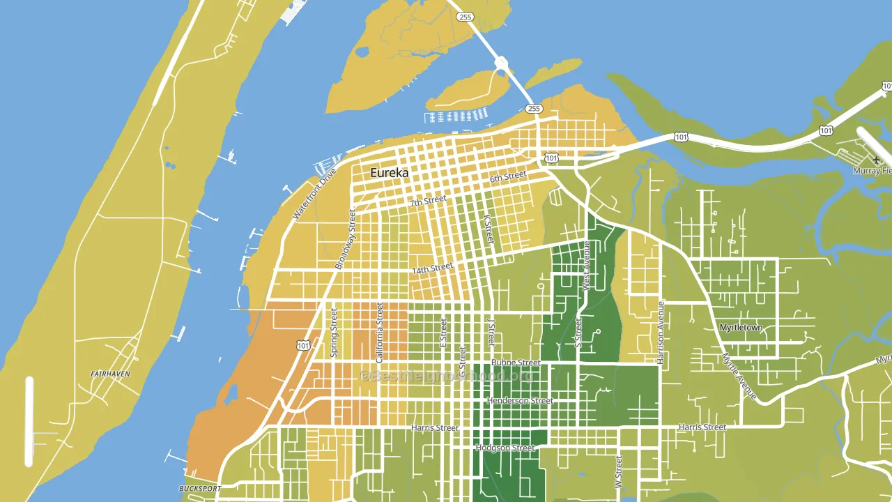 Old Town, Eureka, CA block-group voter-turnout map