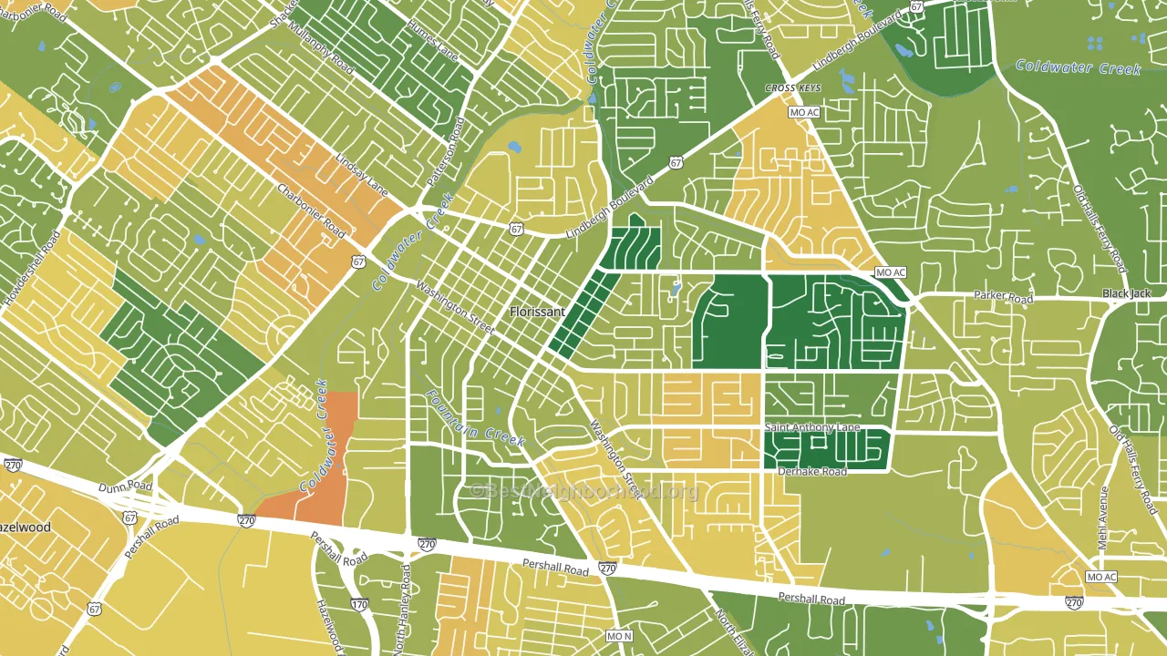 Old Town Florissant, Florissant, MO block-group voter-turnout map
