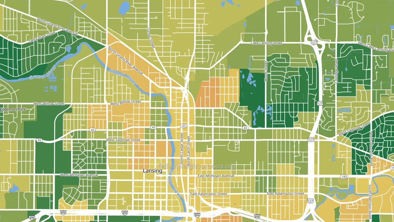 Old Town, Lansing, MI block-group voter-turnout map