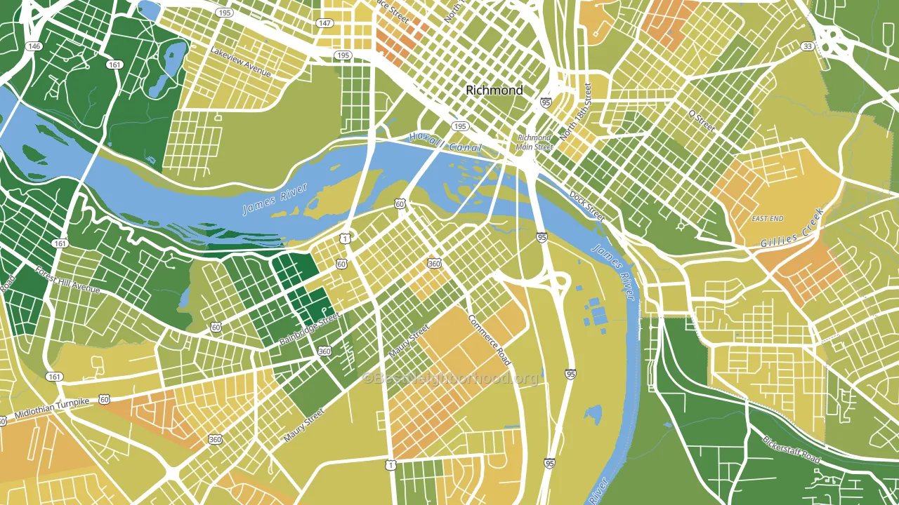 Old Town Manchester, Richmond, VA block-group voter-turnout map