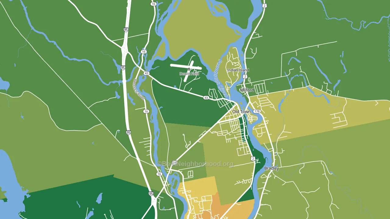 Old Town, ME block-group voter-turnout map