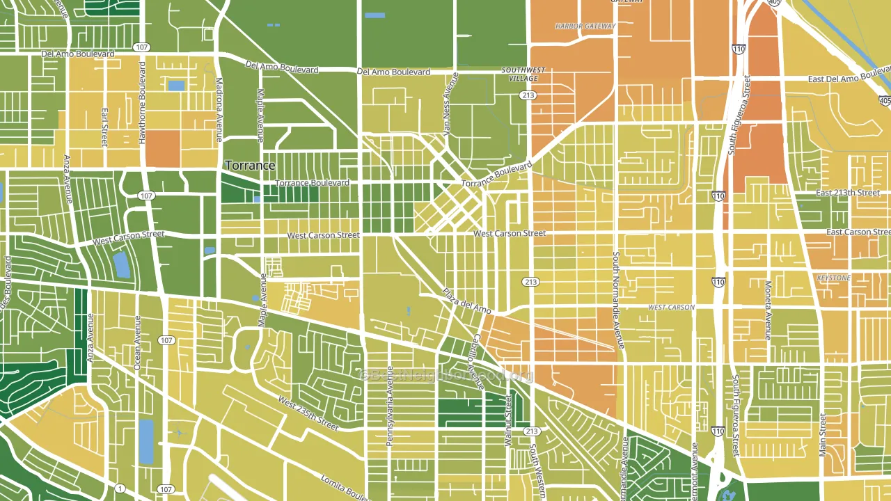 Old Town, Torrance, CA block-group voter-turnout map