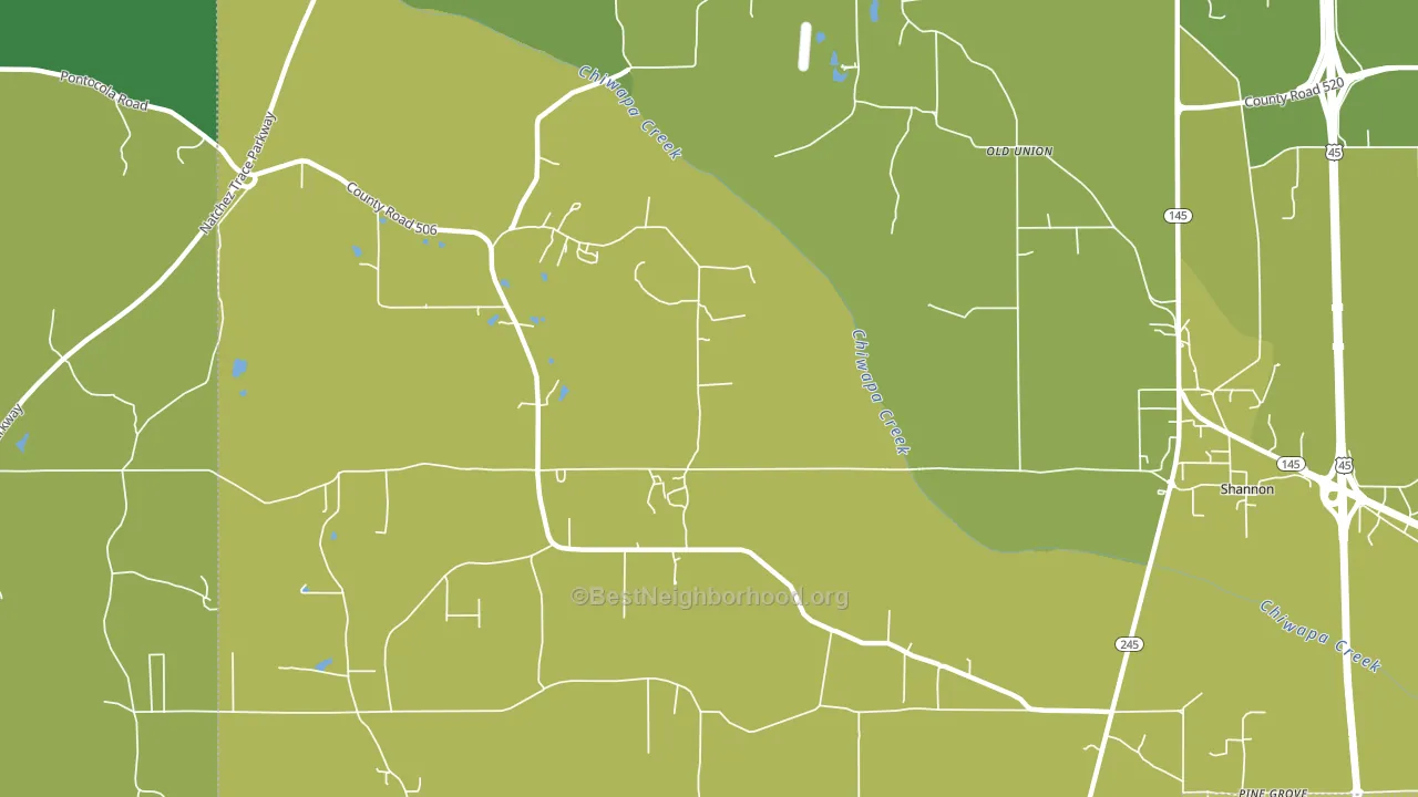 Old Union, MS block-group voter-turnout map