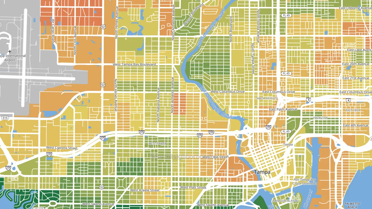Old West Tampa, Tampa, FL block-group voter-turnout map