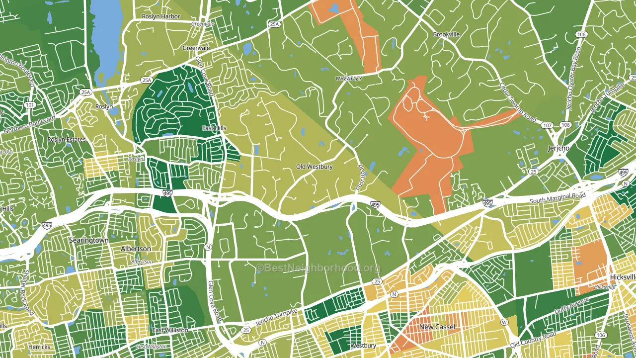 Old Westbury, NY block-group voter-turnout map