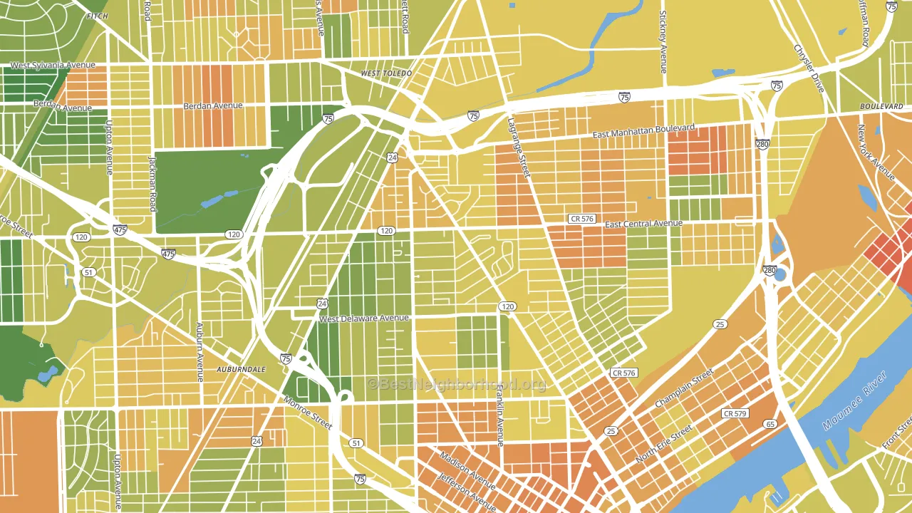 Olde Towne, Toledo, OH block-group voter-turnout map