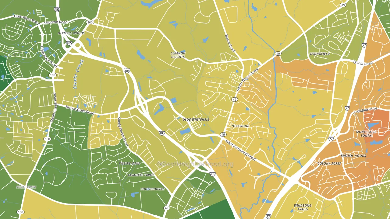 Olde Whitehall, Charlotte, NC block-group voter-turnout map