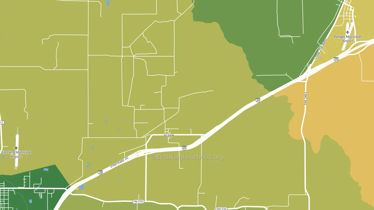 Olden, TX block-group voter-turnout map