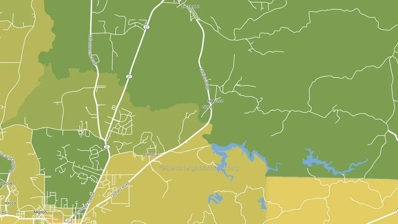 Oldfield, AL block-group voter-turnout map