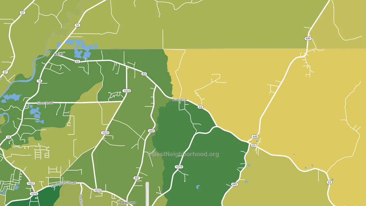 Oldfield, LA block-group voter-turnout map