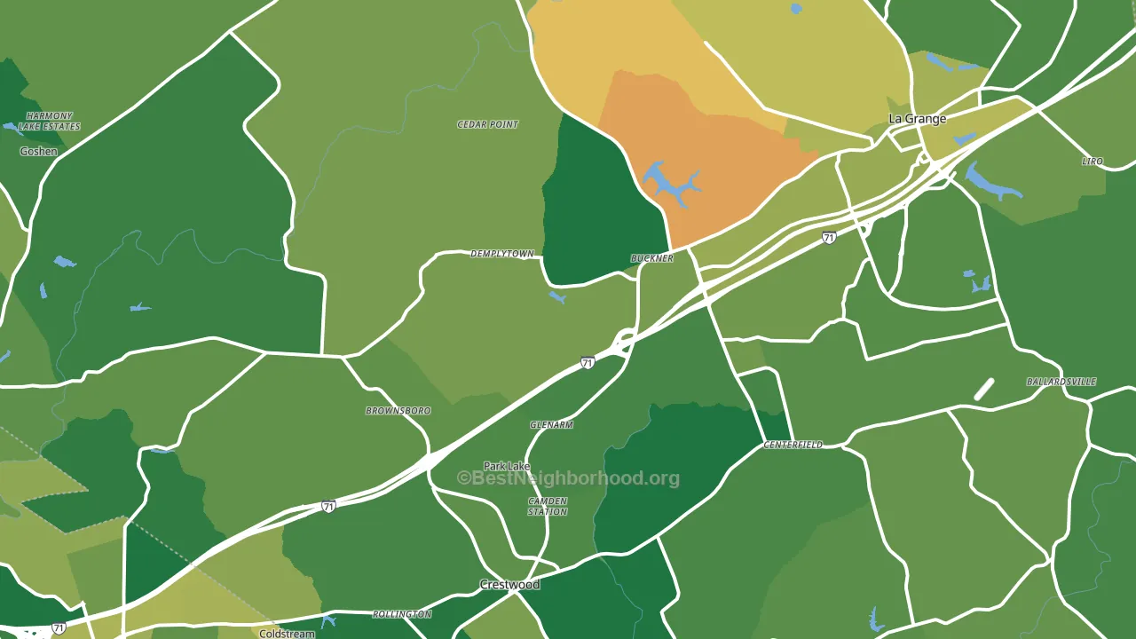 Oldham County, KY block-group voter-turnout map