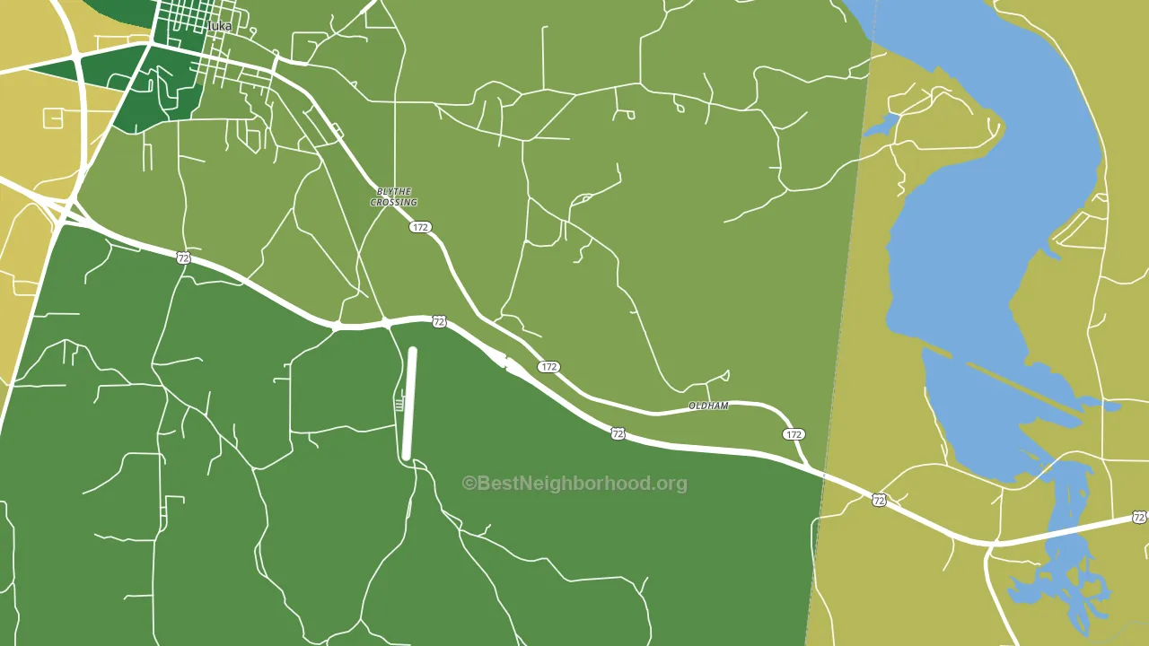 Oldham, MS block-group voter-turnout map