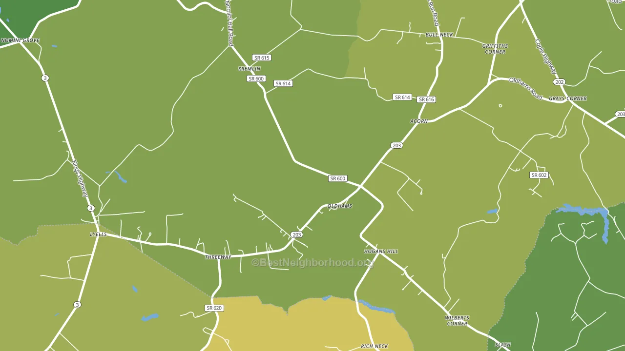 Oldhams, VA block-group voter-turnout map