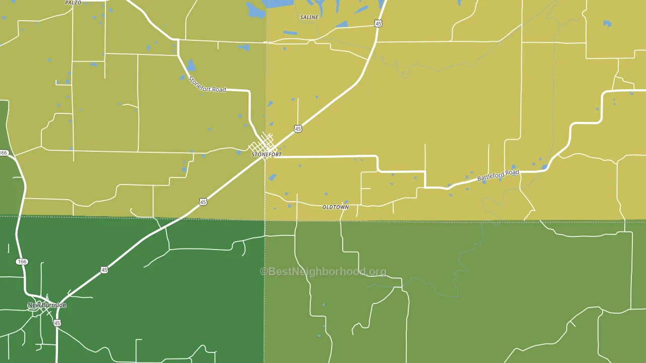 Oldtown, IL block-group voter-turnout map