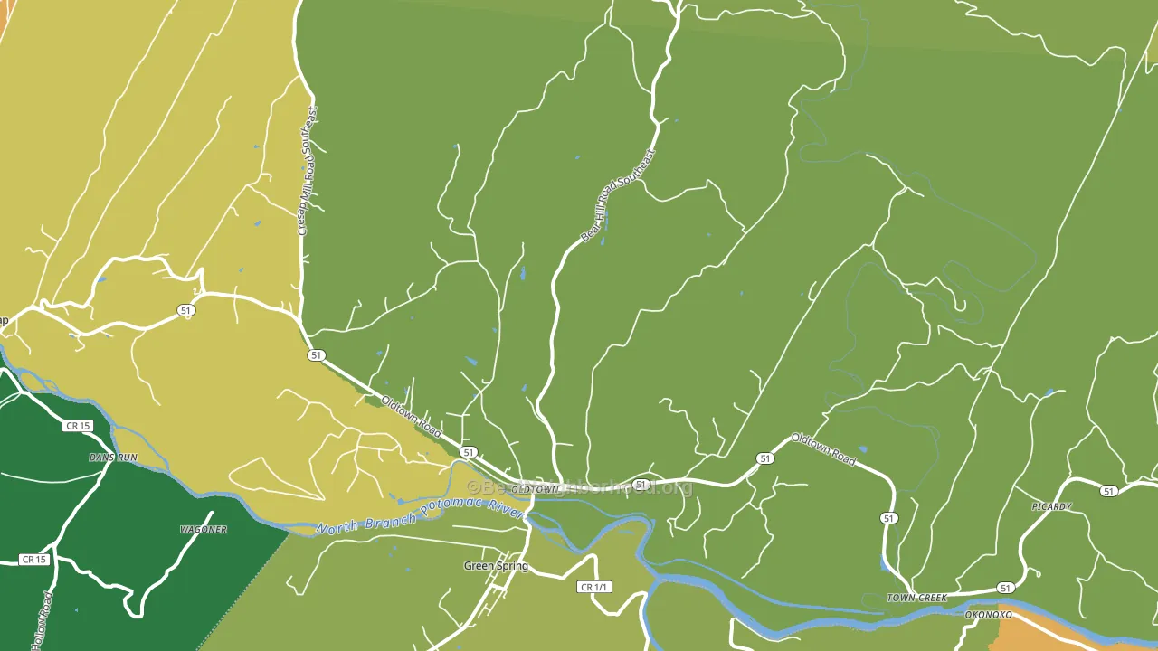 Oldtown, MD block-group voter-turnout map