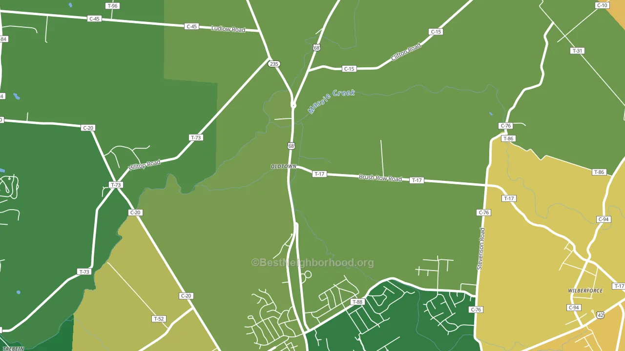 Oldtown, OH block-group voter-turnout map