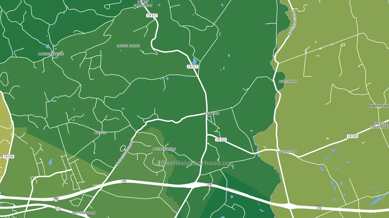 Oldwick, NJ block-group voter-turnout map