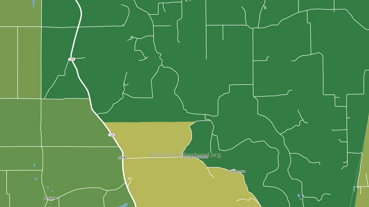 Olean, IN block-group voter-turnout map