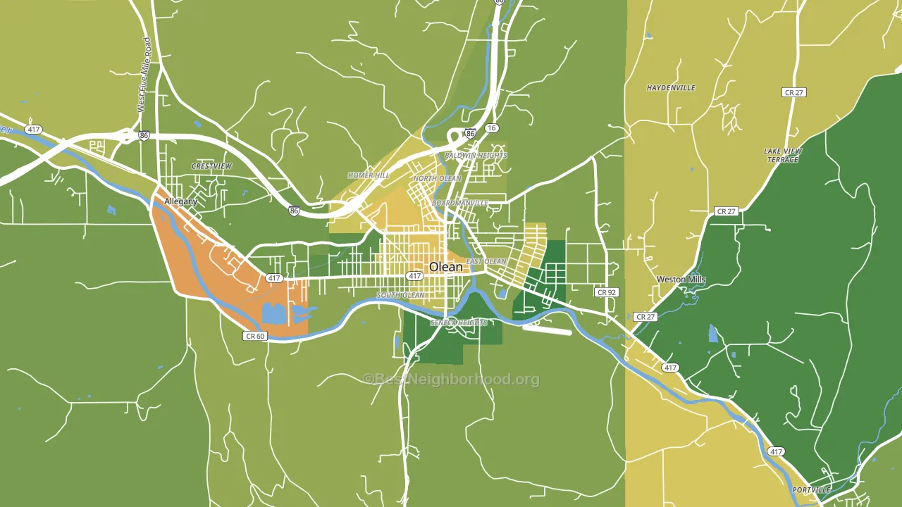 Olean, NY block-group voter-turnout map