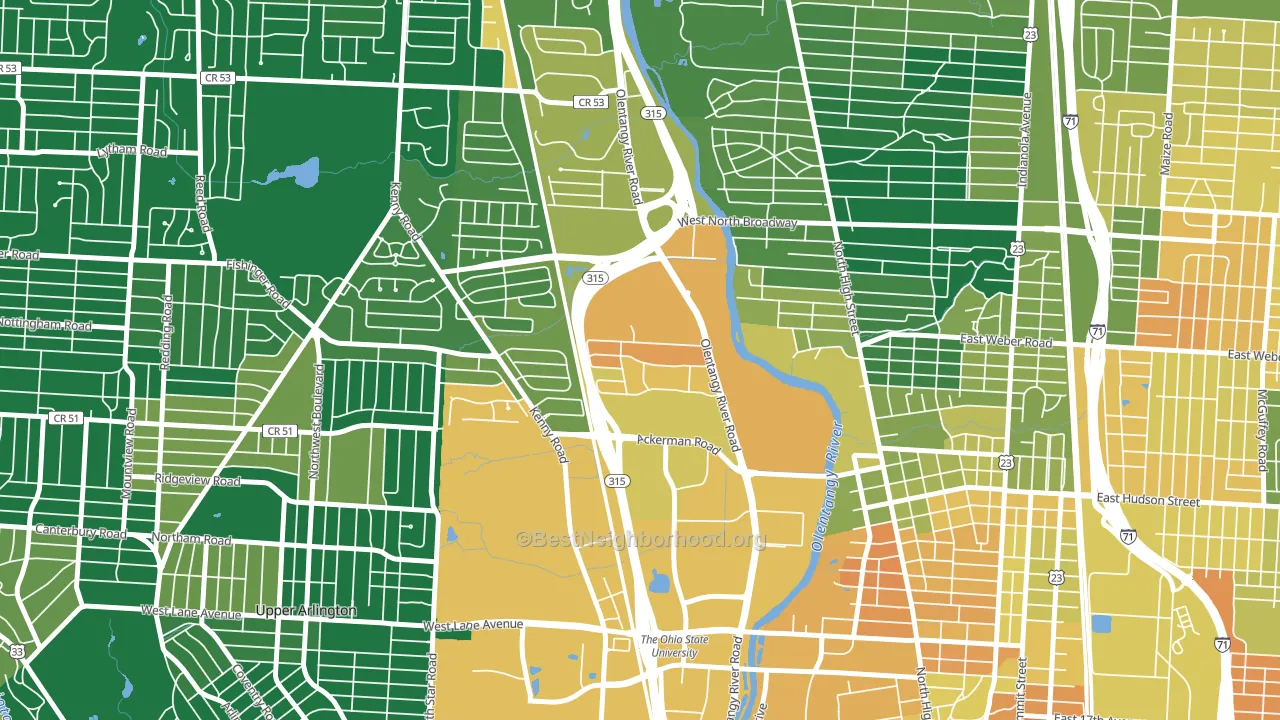 Olentangy River Road, Columbus, OH block-group voter-turnout map