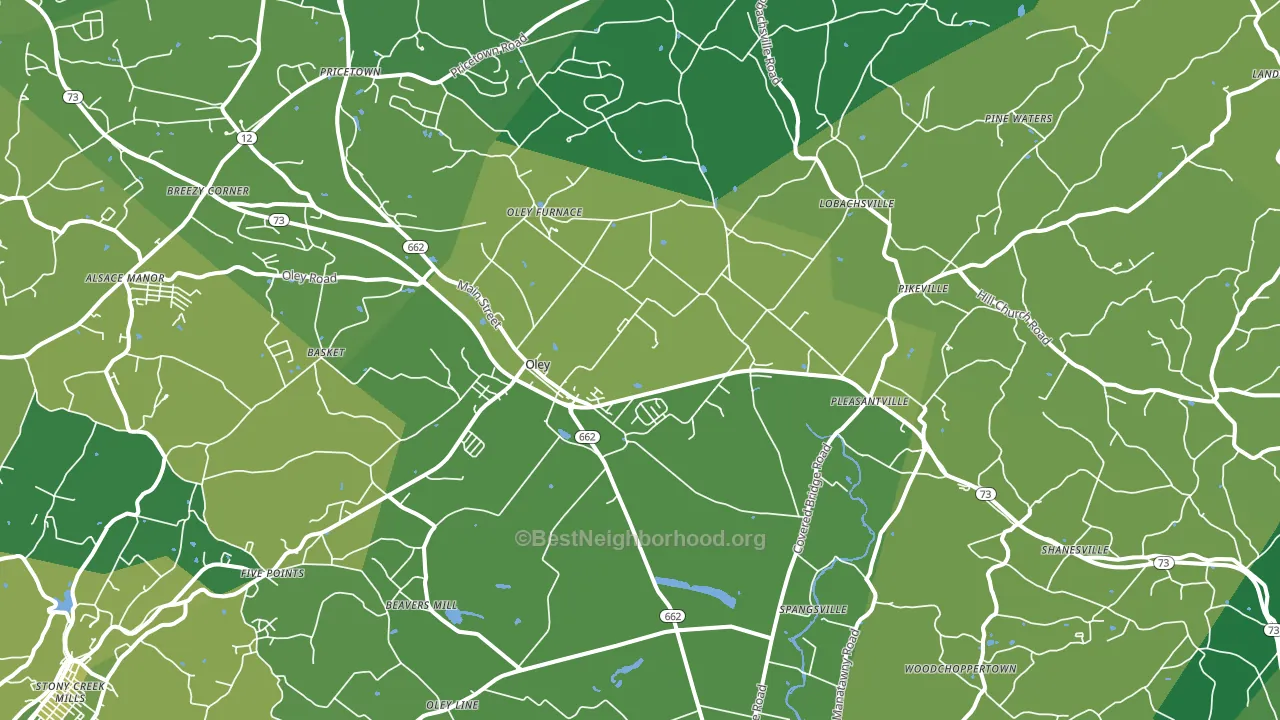 Oley, PA block-group voter-turnout map