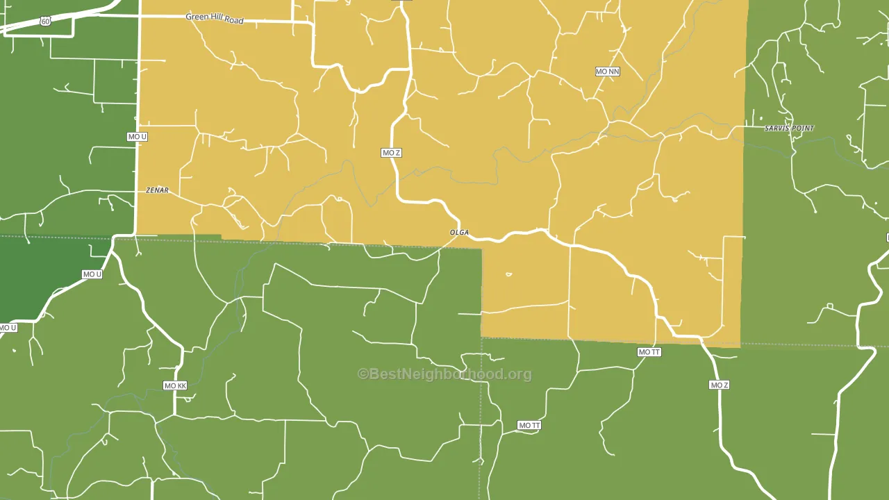 Olga, MO block-group voter-turnout map