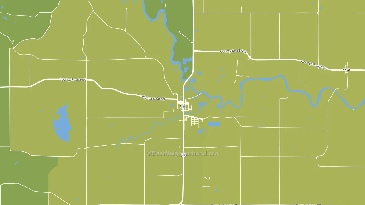 Olin, IA block-group voter-turnout map