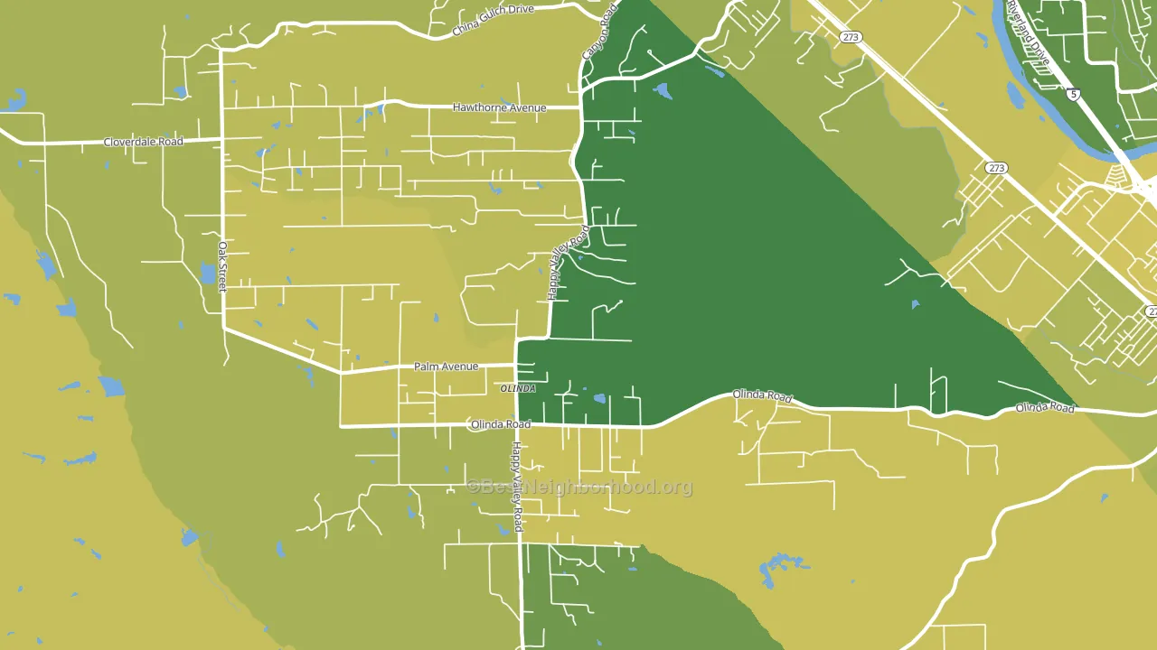 Olinda, CA block-group voter-turnout map