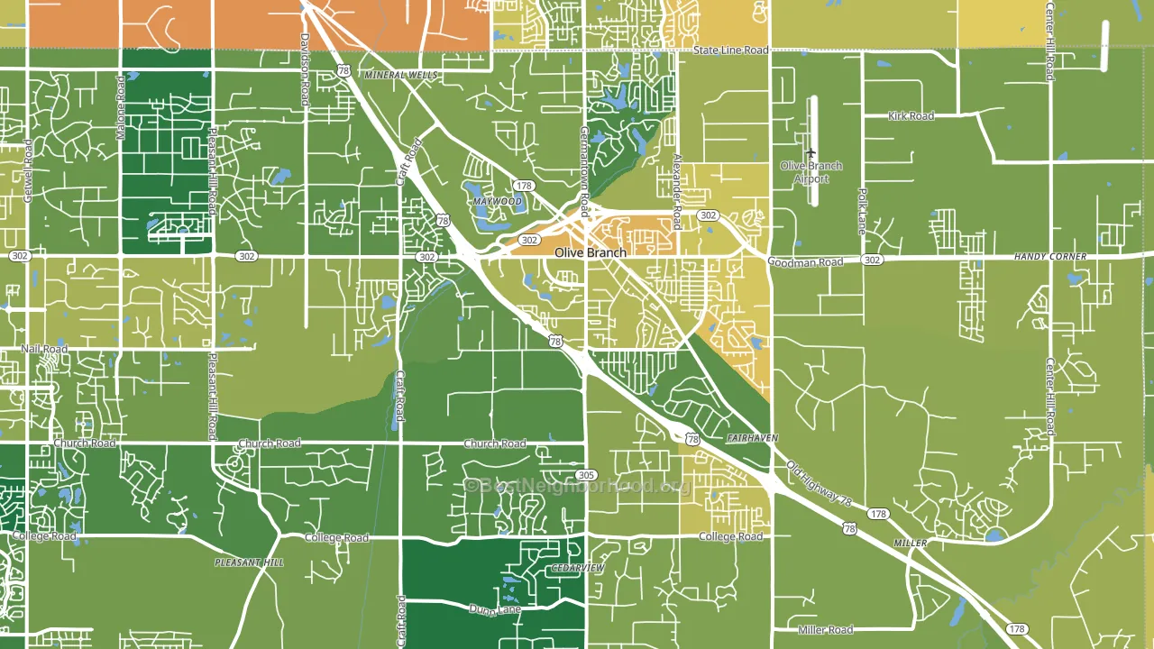 Olive Branch, MS block-group voter-turnout map