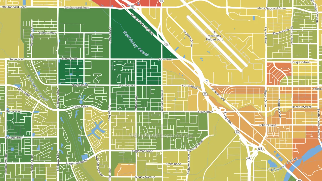 Olive Drive Area, Bakersfield, CA block-group voter-turnout map