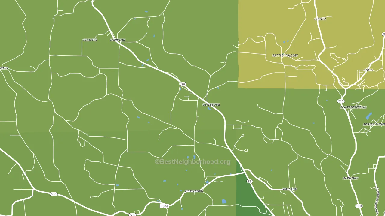 Oliveburg, PA block-group voter-turnout map