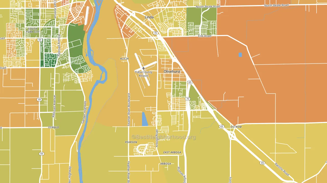 Olivehurst, CA block-group voter-turnout map