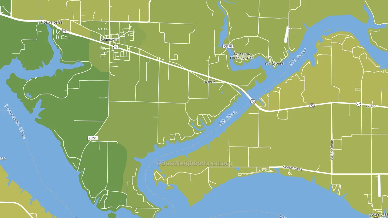 Oliver, AL block-group voter-turnout map