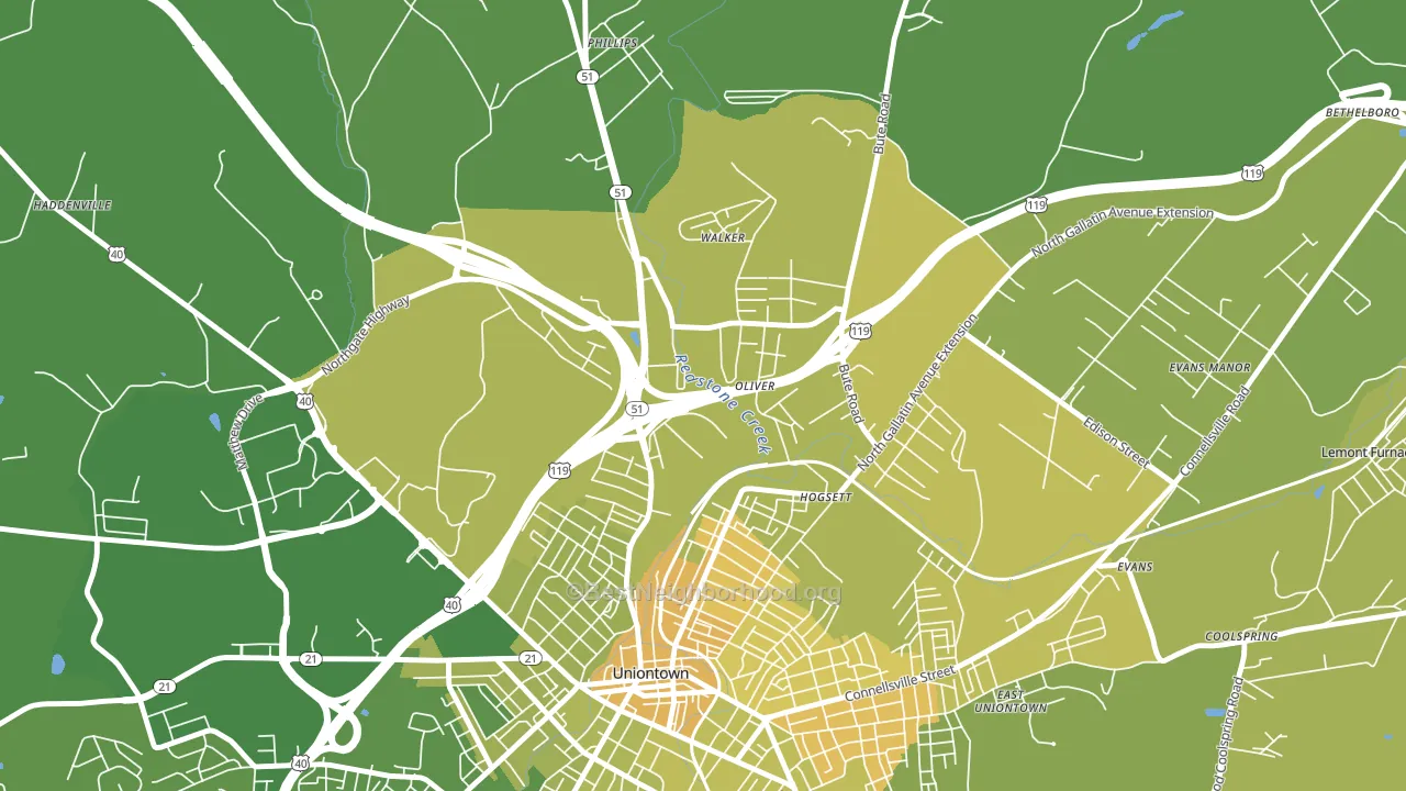 Oliver, PA block-group voter-turnout map