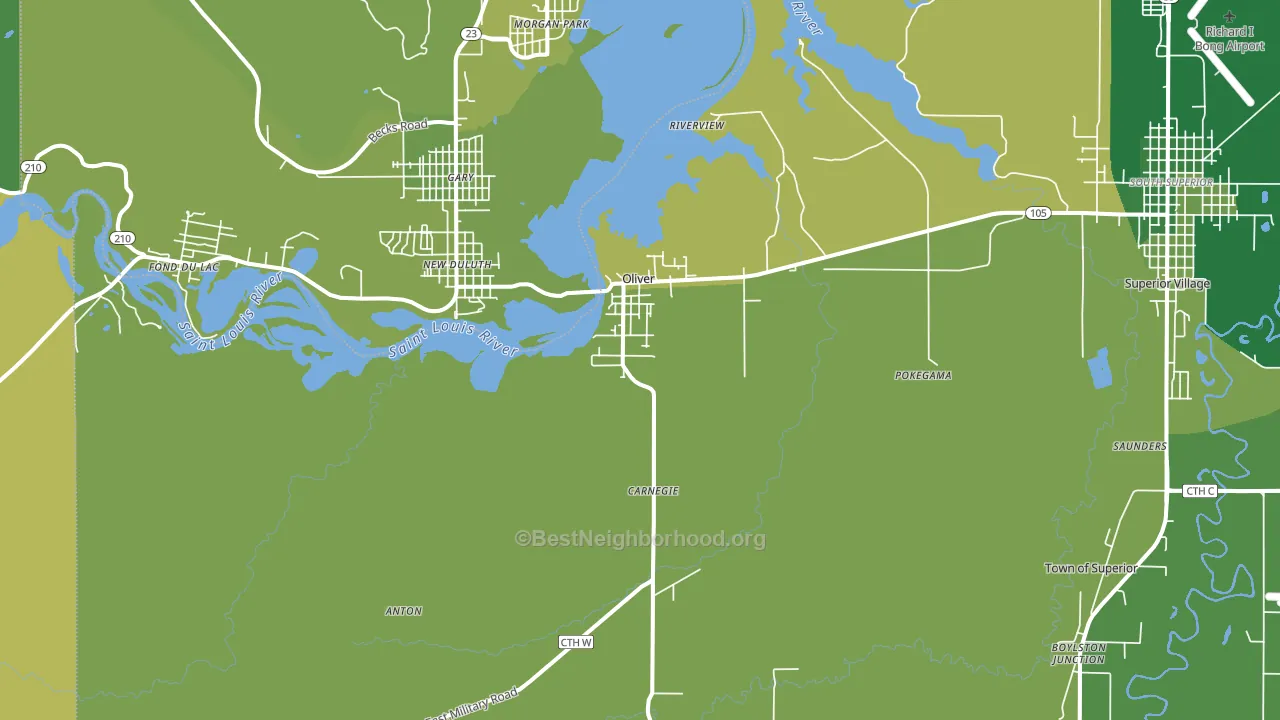 Oliver, WI block-group voter-turnout map