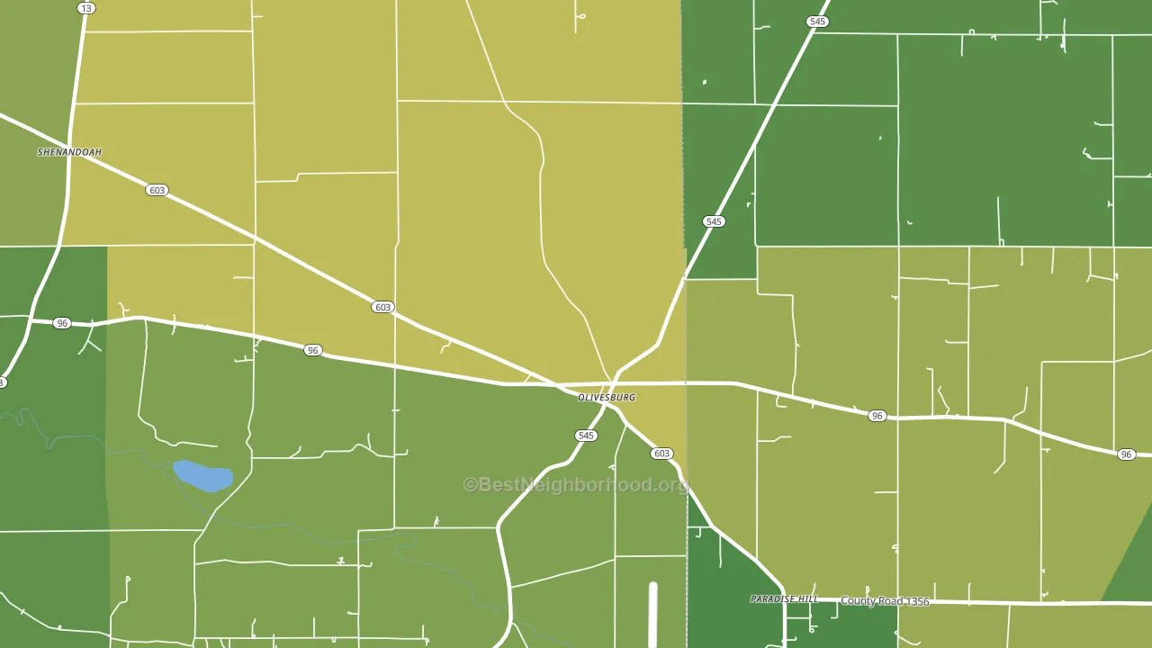 Olivesburg, OH block-group voter-turnout map