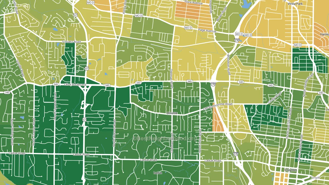 Olivette, MO block-group voter-turnout map