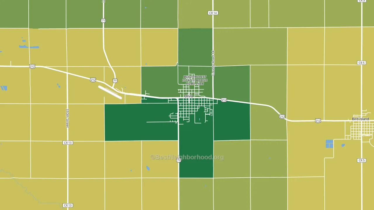 Olivia, MN block-group voter-turnout map