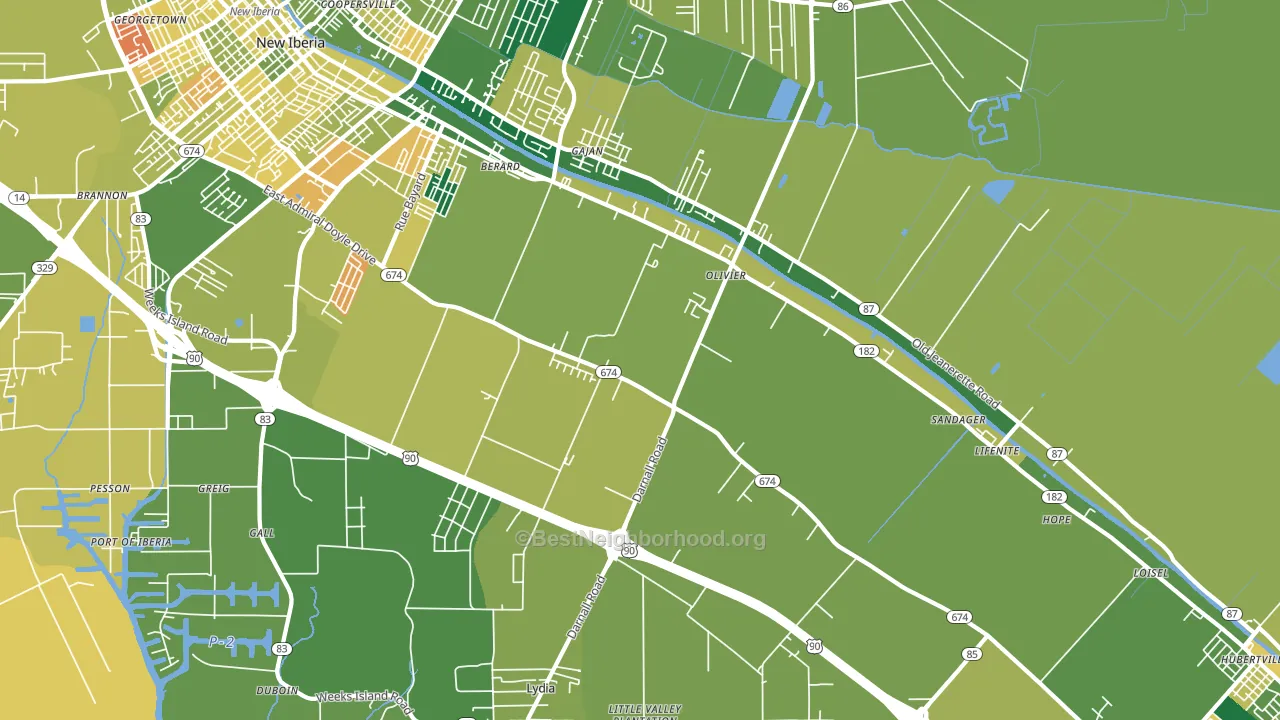 Olivier, LA block-group voter-turnout map
