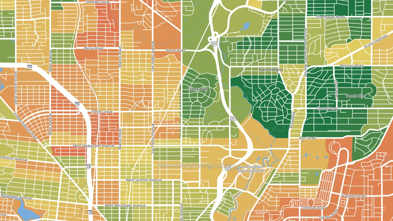 Olmos Park, TX block-group voter-turnout map