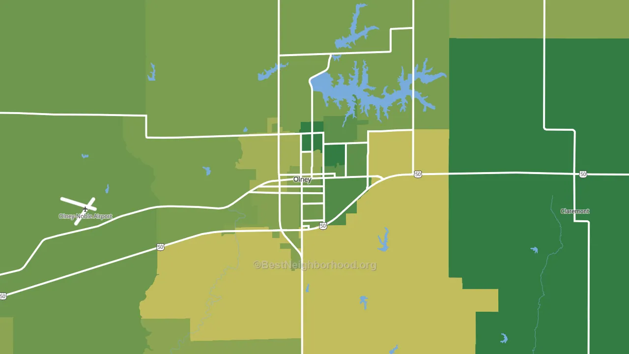 Olney, IL block-group voter-turnout map