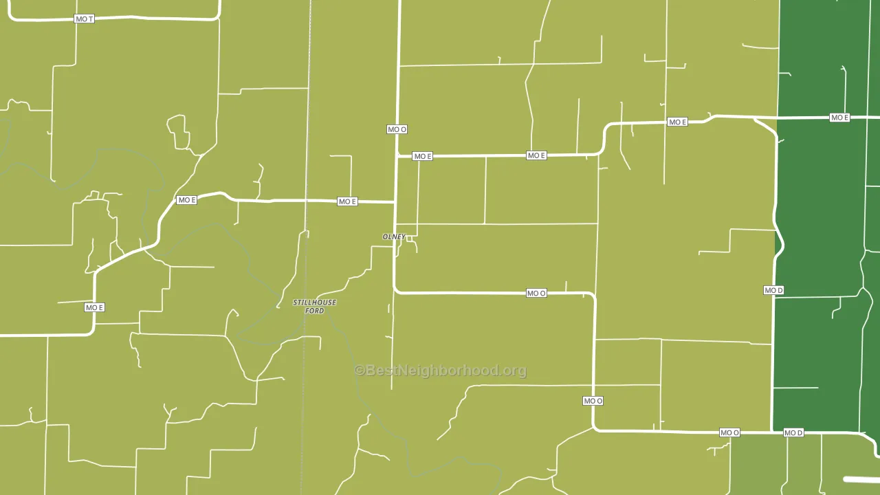Olney, MO block-group voter-turnout map