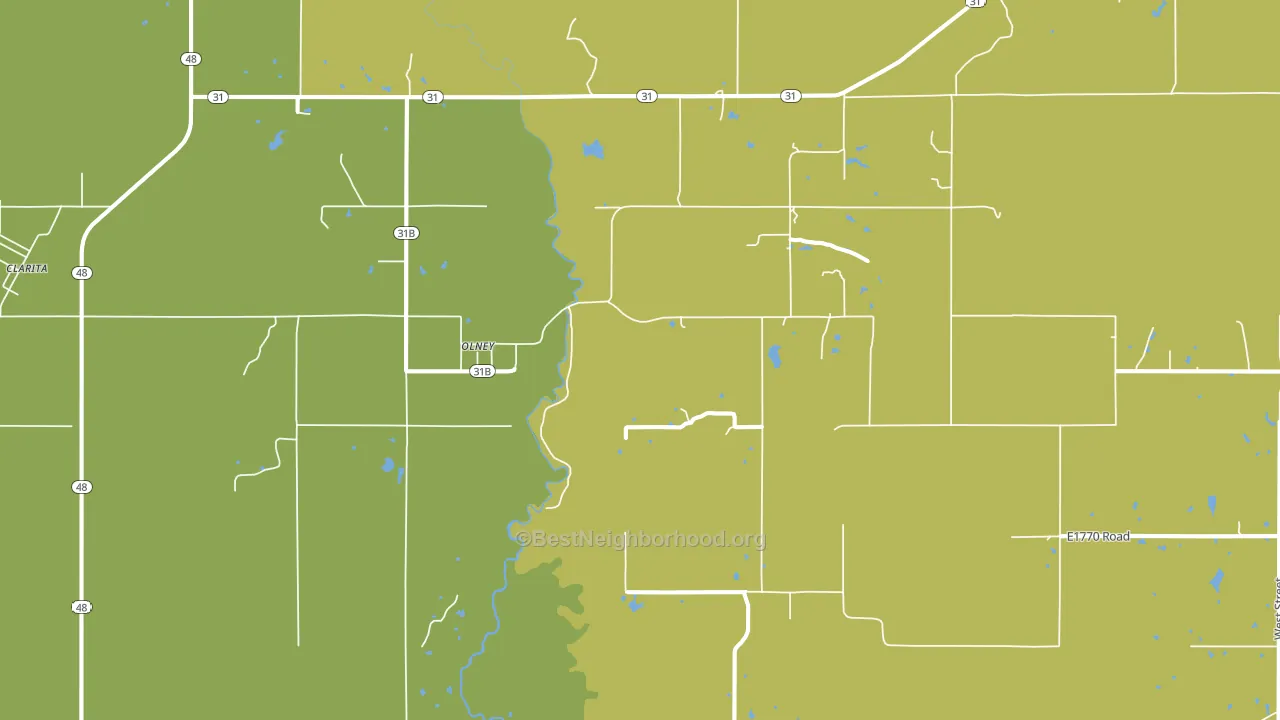 Olney, OK block-group voter-turnout map