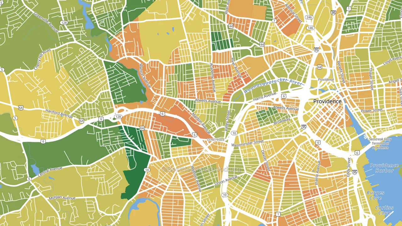Olneyville, Providence, RI block-group voter-turnout map