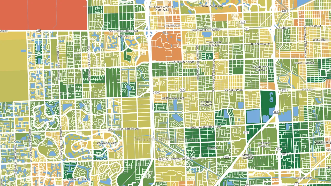 Olympia Heights, Miami, FL block-group voter-turnout map