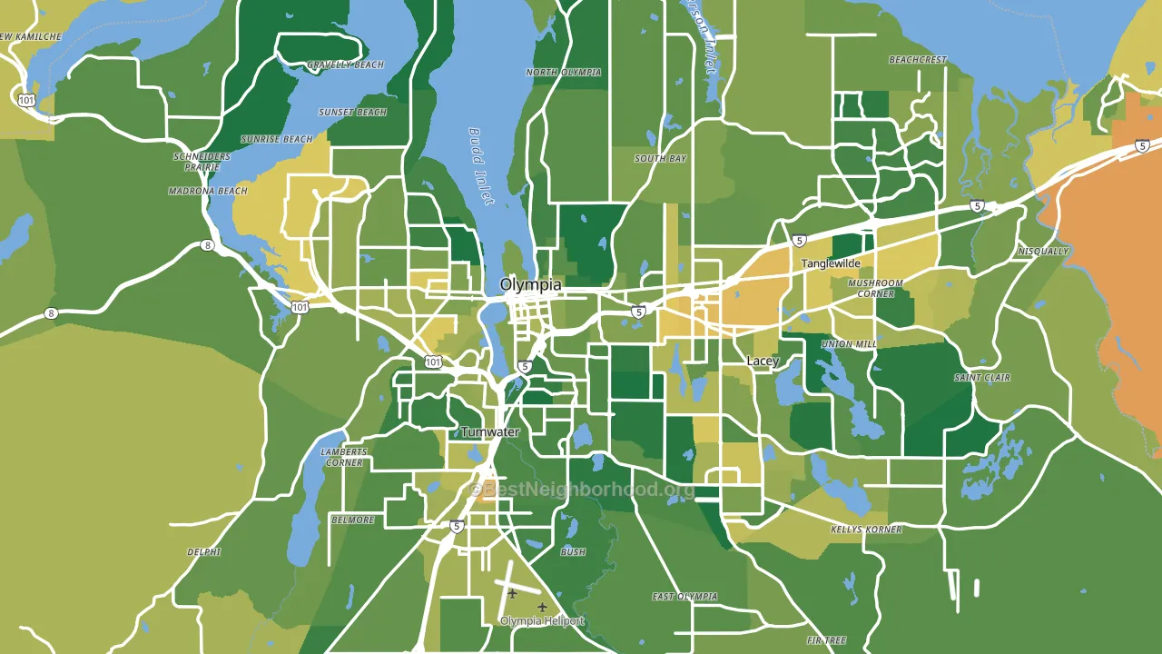 Olympia, WA block-group voter-turnout map